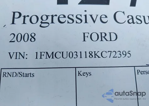 2008 Ford Escape Xlt from USA, damaged, VIN 1FMCU03118KC72395